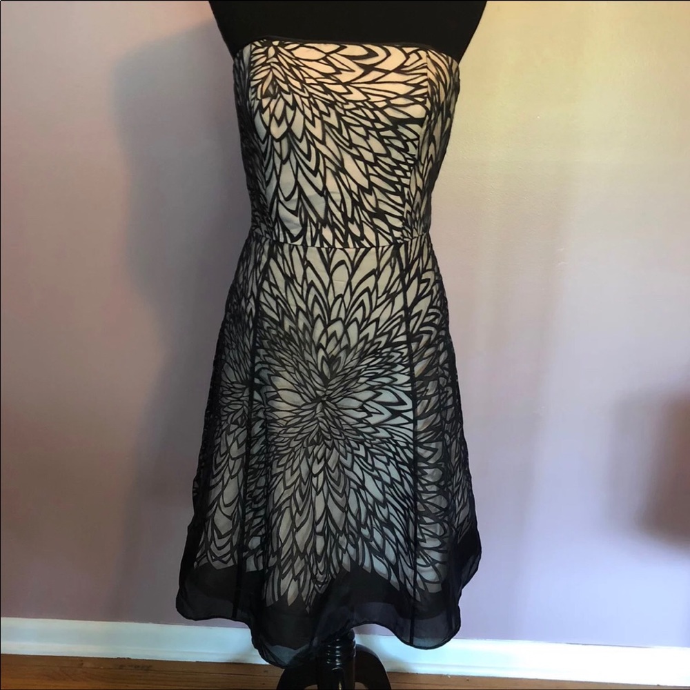 WHBM Black & Pink strapless cocktail dress size 6